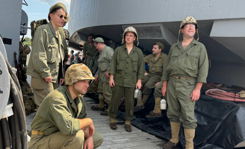 Reenactors on Deck of battleship New Jersey