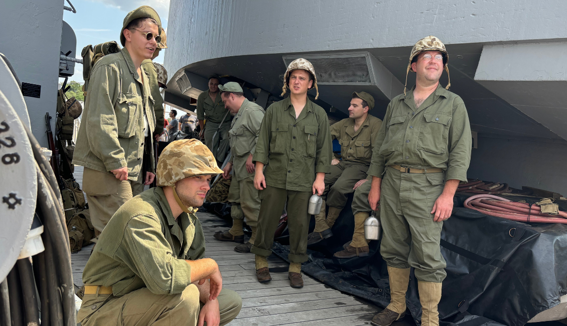 Reenactors on Deck of battleship New Jersey